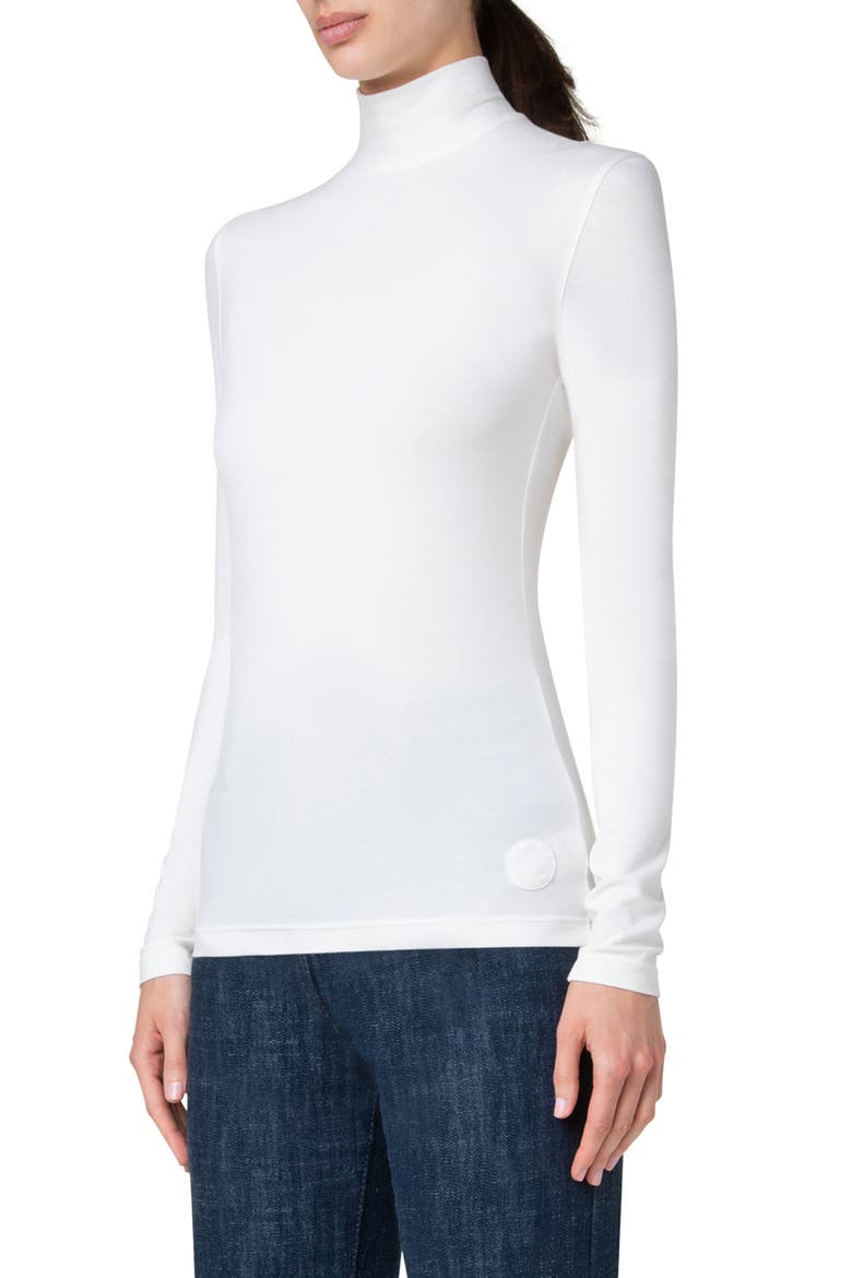 Mock Neck Stretch Modal Top, Alternate, color, 211 OFF WHITE