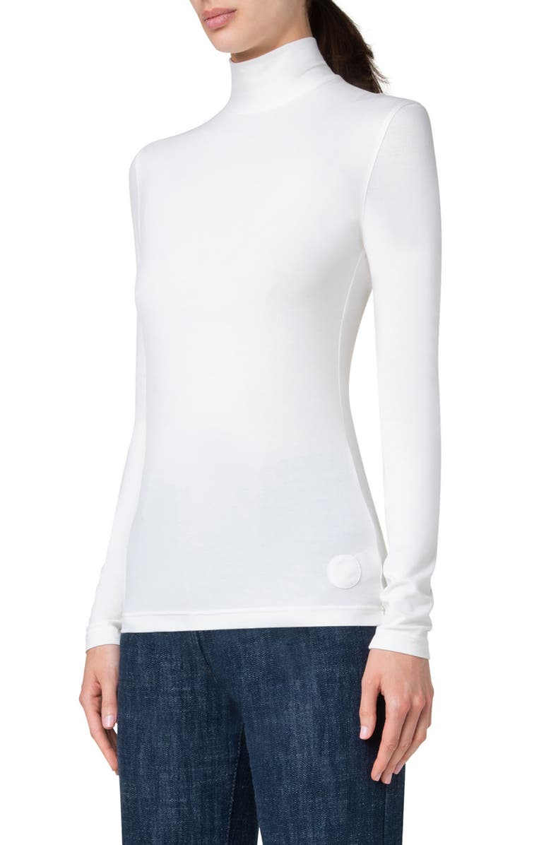 Akris punto Mock Neck Stretch Modal Top, Alternate, color, 211 Off White