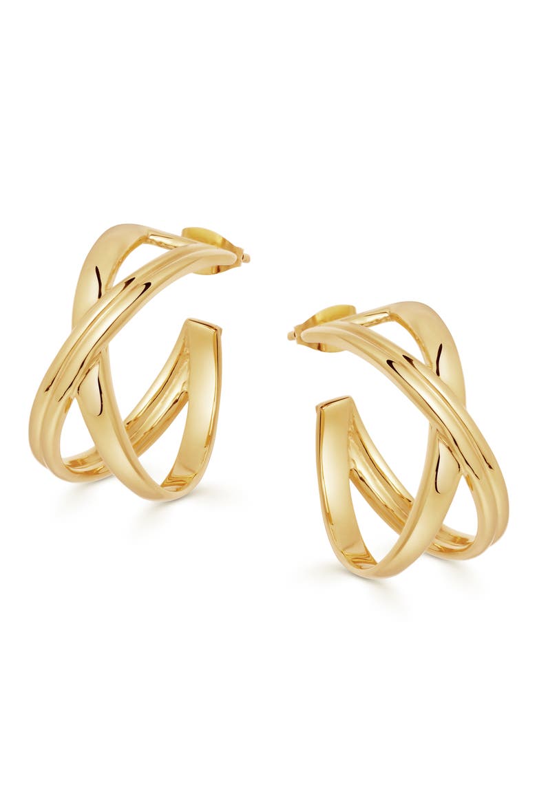 Small Infini Hoop Earrings, Main, color, GOLD