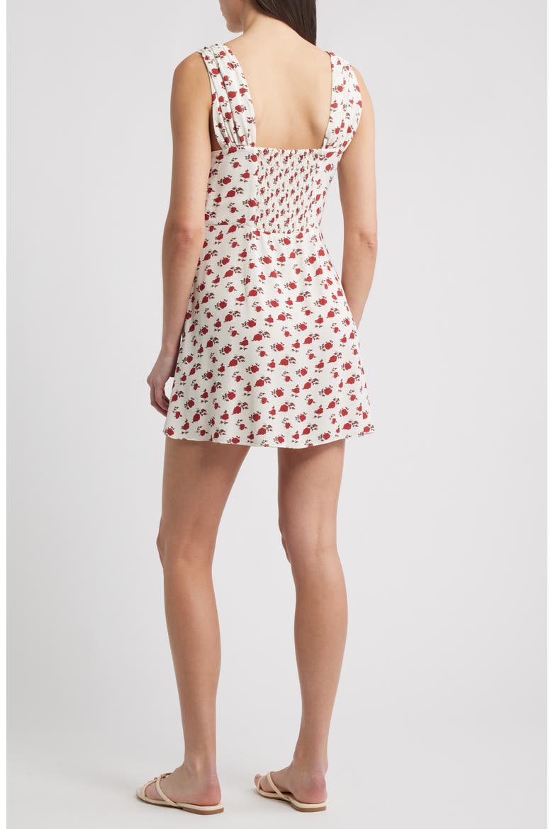 Mela Floral Crepe Minidress, Alternate, color, WHITE/ HAZY ROSE DEEP RED