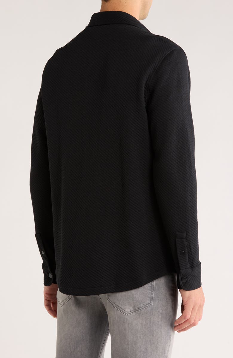 David Donahue Quilted Cotton Overshirt, Alternate, color, Black