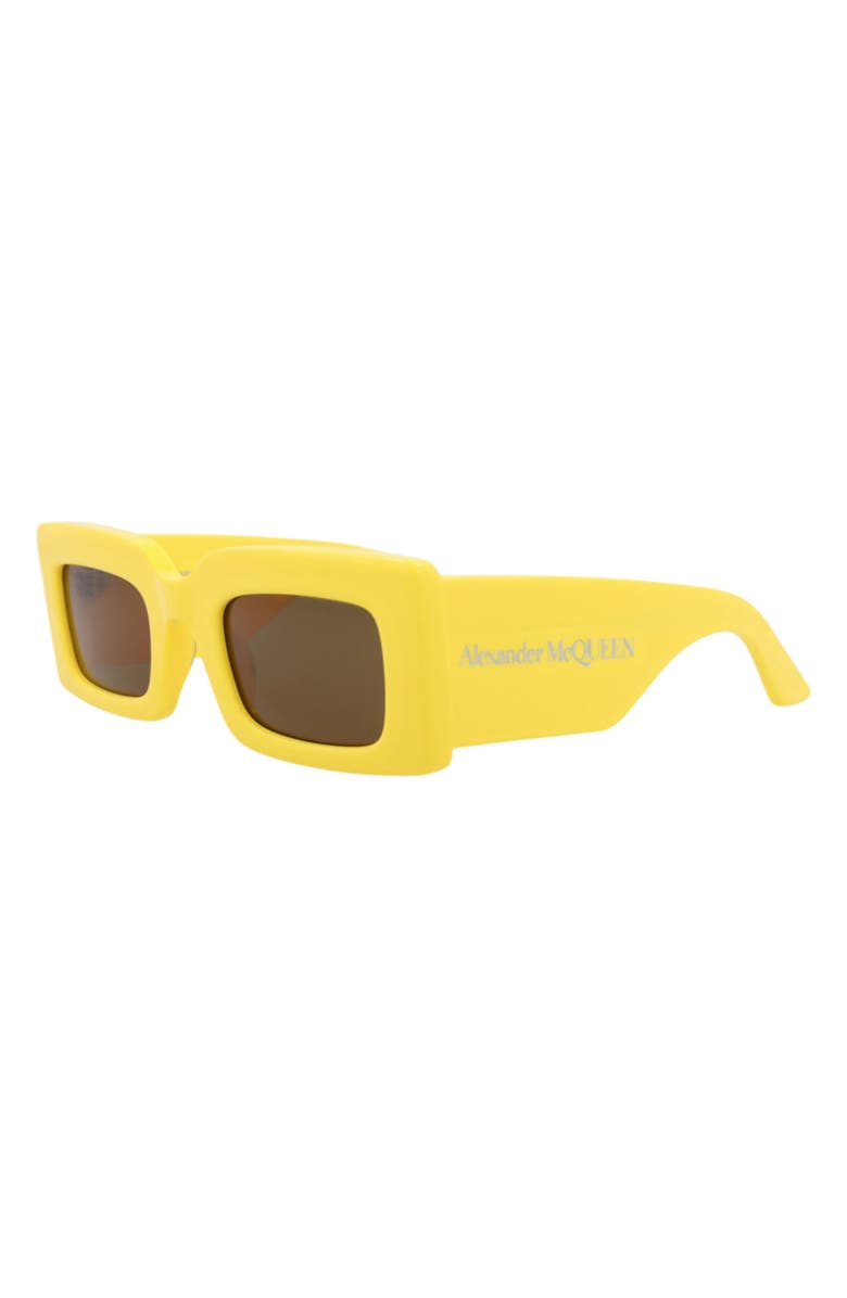 McQueen 50mm Rectangular Sunglasses, Alternate, color, Yellow Yellow Brown