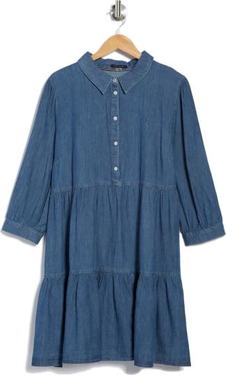 Tommy Hilfiger Ruffle Hem Chambray Shirt Dress Nordstromrack