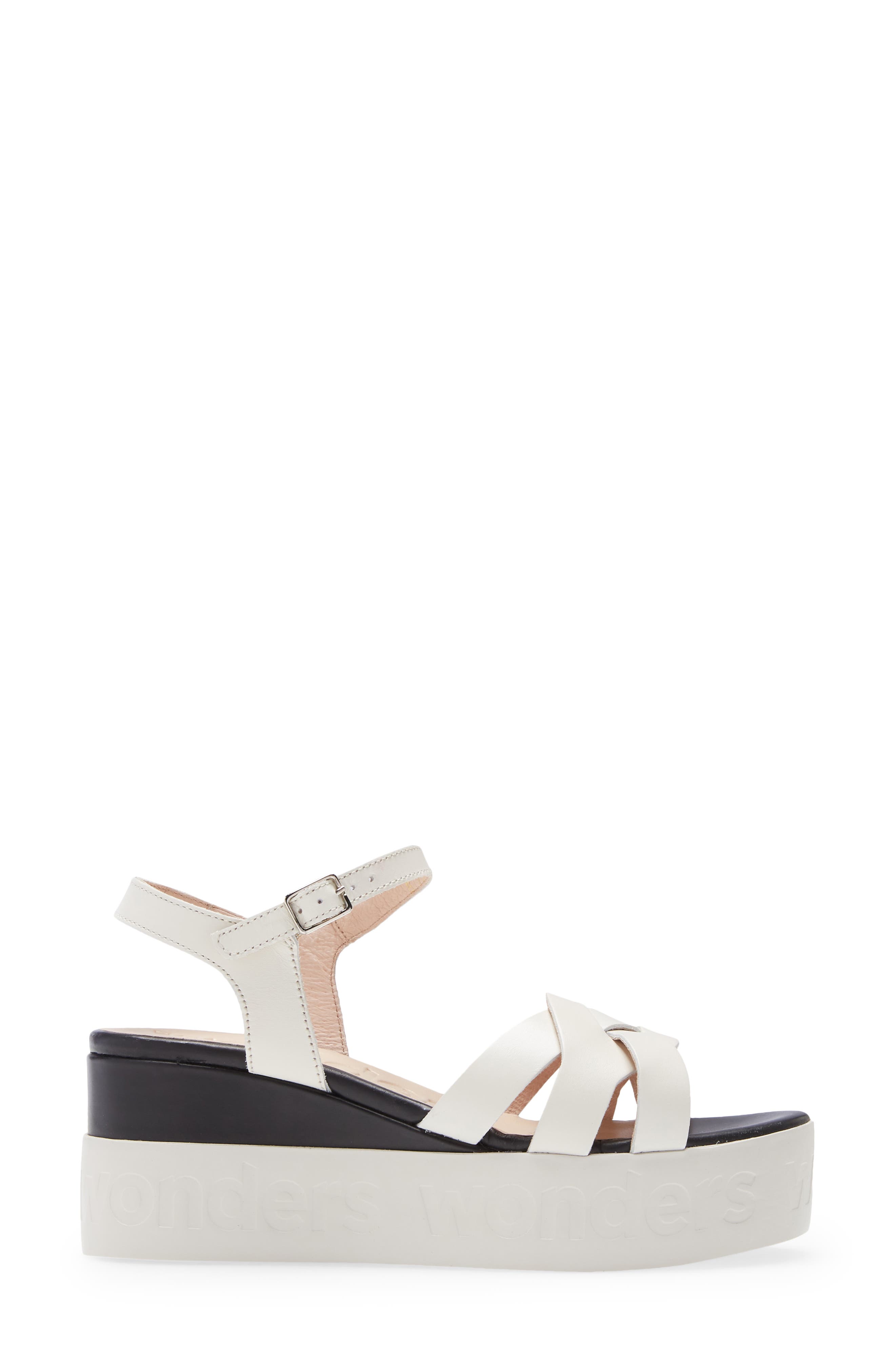 B-7511 Platform Wedge Sandal, Alternate, color, WHITE/ BLACK