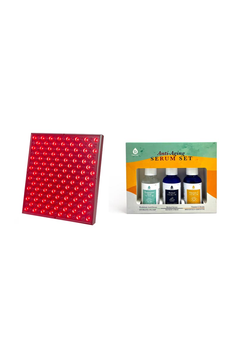 PURSONIC LED Red Light Therapy Panel & Anti-Aging Serum Set, Main, color, Multicolor