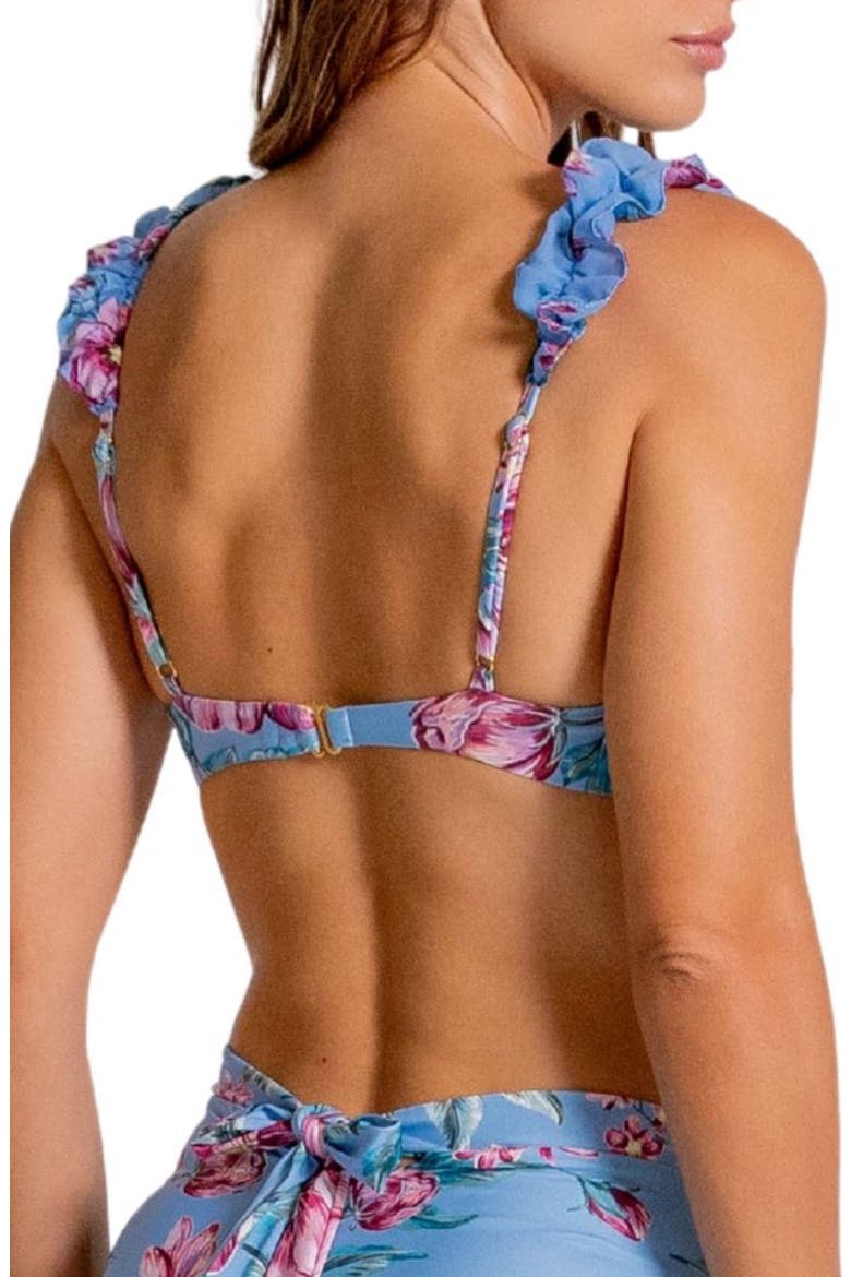 Beaded Ruffle Underwire Bikini Top, Alternate, color, BLUE MULTI