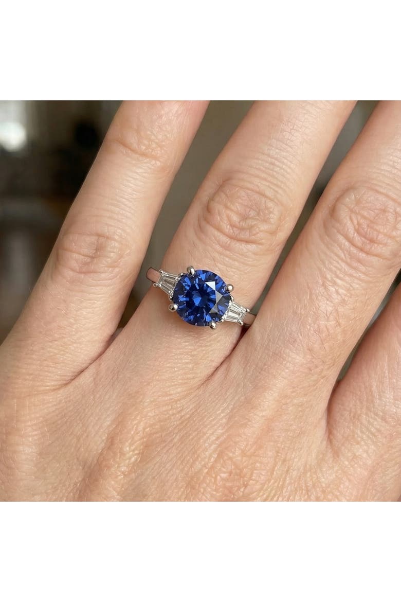 4 3/4Ct Blue Sapphire & Diamond Engagement Anniversary Ring Gold Lab Grown, Alternate, color, 10k White Gold