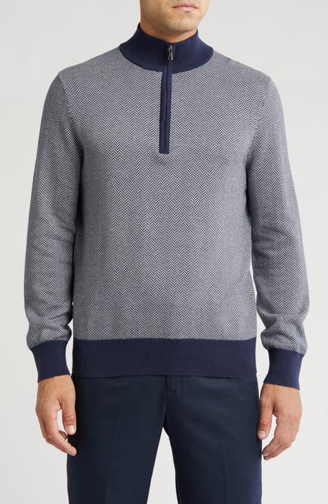 Herringbone Knit Half Zip Pullover