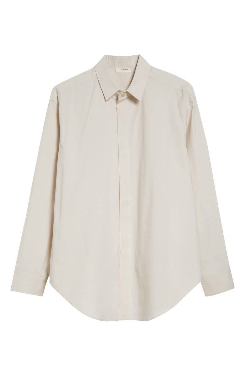 Fear of God Classic Stretch Cotton & Wool Button-Up Oxford Shirt, Main, color, Ivory Ivory