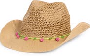 BCBGeneration Crochet Straw Cowboy Hat with Bead Trim