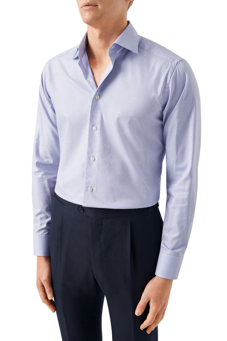Slim Fit Check Stretch Cotton & Lyocell Dress Shirt, Main, color, LIGHT PASTEL PURPLE