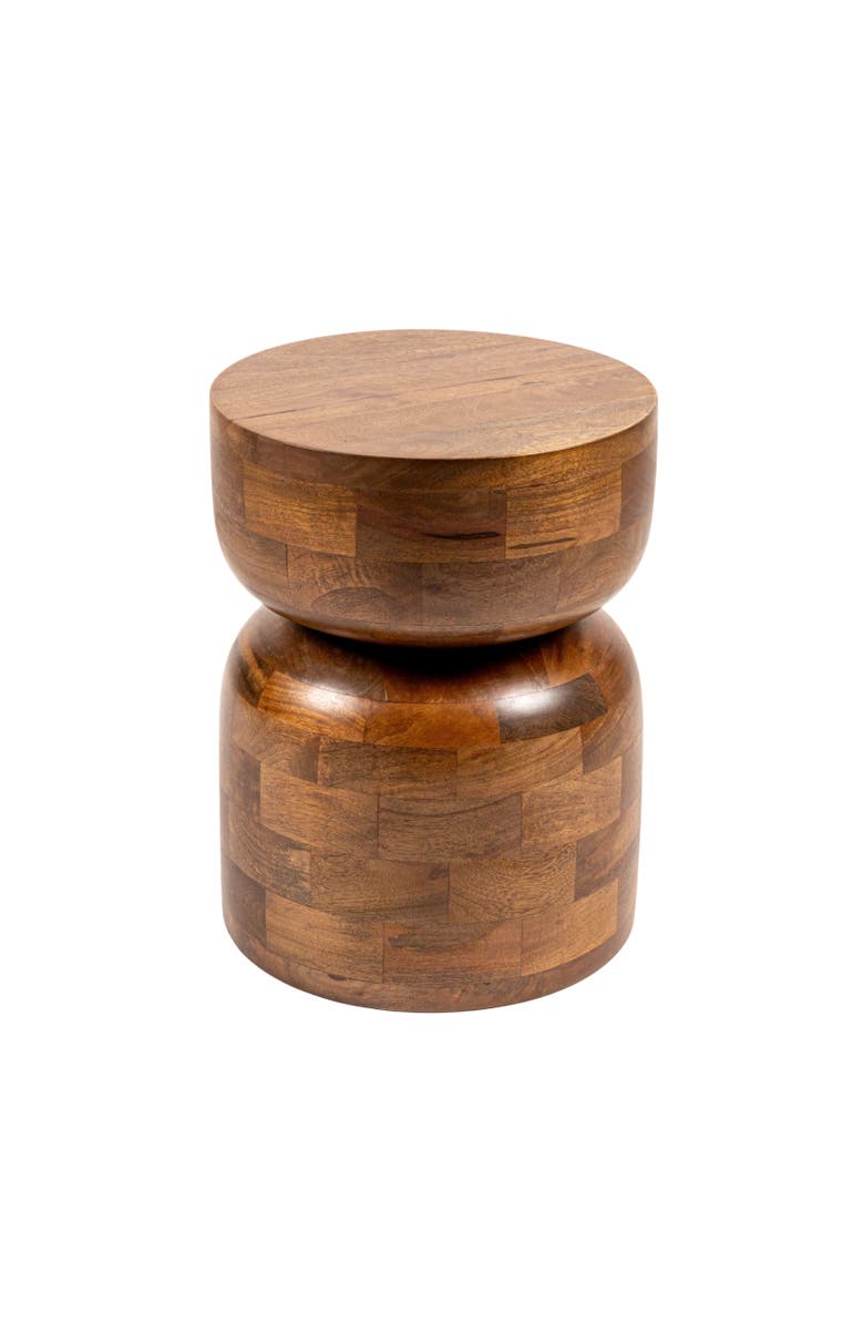 Olive Grove Stacked End Grain Accent Table, Main, color, Brown