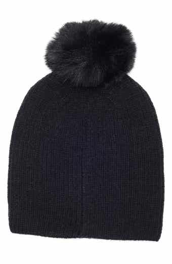 Fair Isle Stud Beanie with Faux Fur Pom