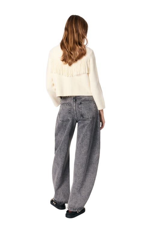 Maje Fringed Cardigan In Ecru