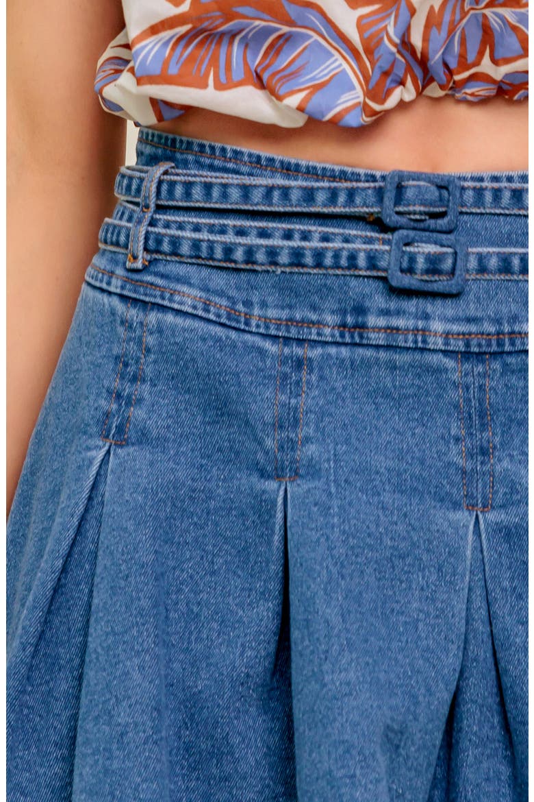 Washed Denim Skort, Alternate, color, MEDIUM INDIGO