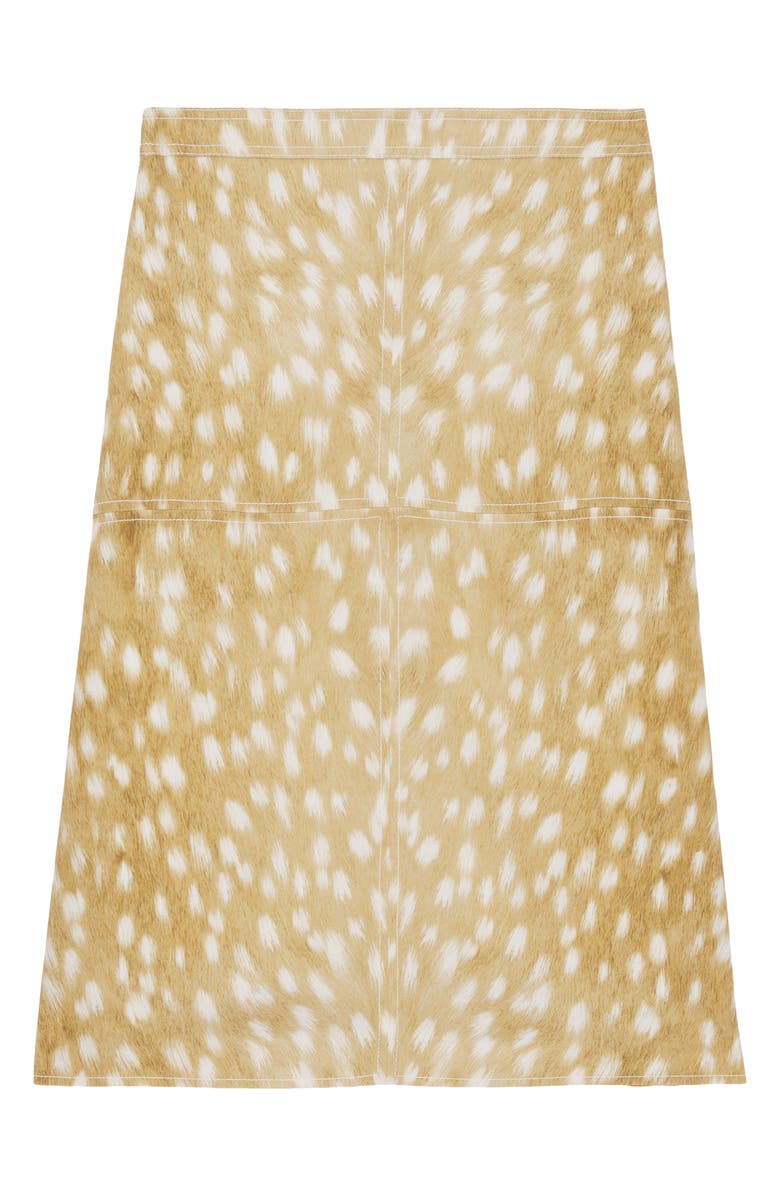 Burberry Alisa Deer Print Stretch Silk A-Line Skirt, Alternate, color, 