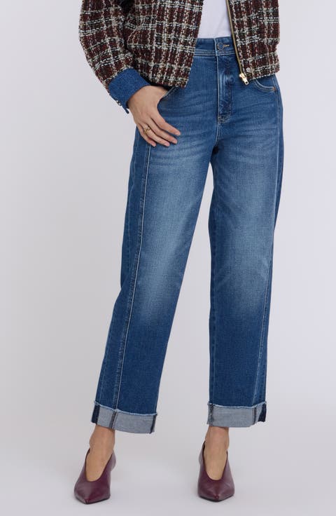 Kasey High Waist Raw Cuff Ankle Stovepipe Jeans