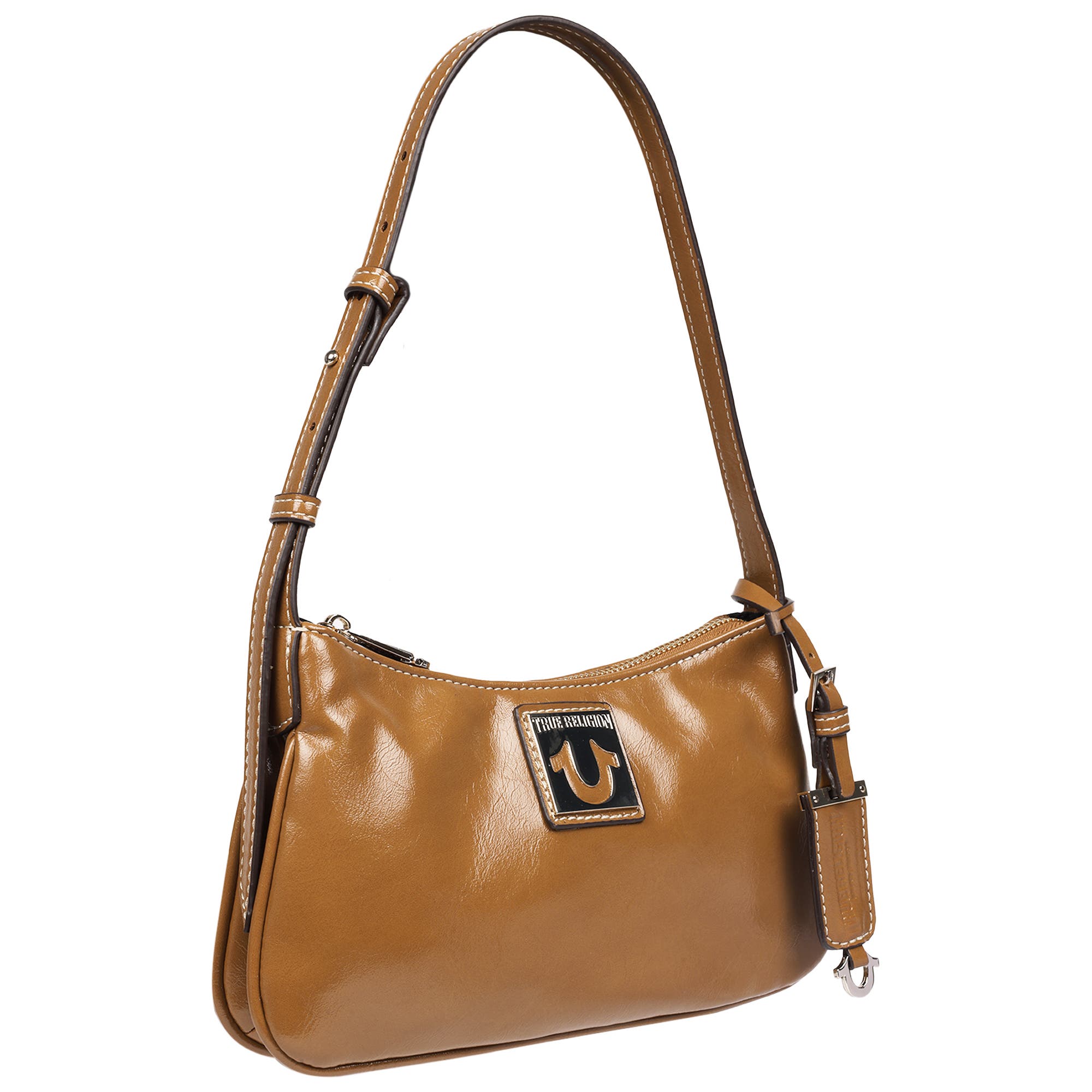 True Religion Crinkle Finish Shoulder Bag, Alternate, color, Camel