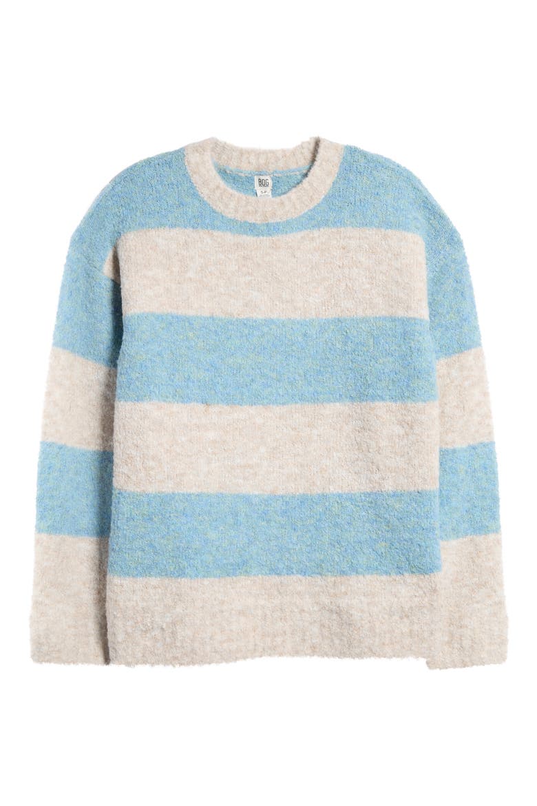 Stripe Bouclé Sweater, Main, color, ECRU/BLUE