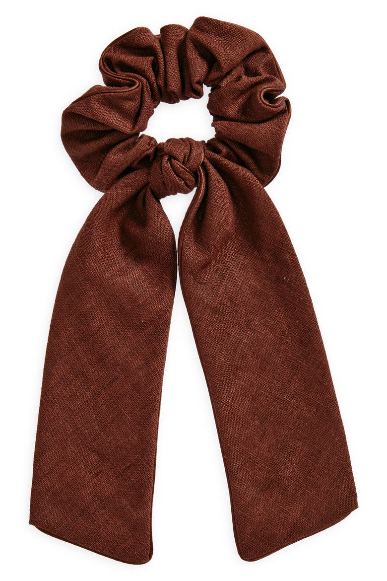 Bow Scrunchie, Main, color, BROWN