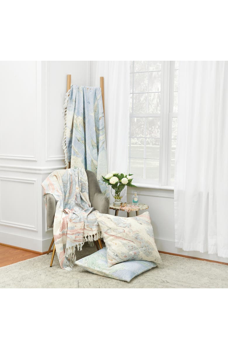 ELISABETH YORK Swirling Marble Rose Quartz Stone Pattern Cotton Accent Throw Pillow, Alternate, color, Pink