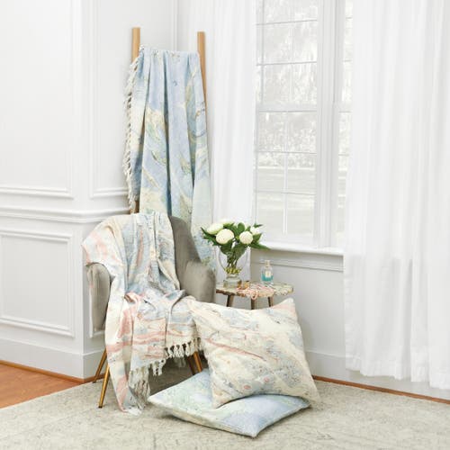 Elisabeth York Swirling Marble Rose Quartz Stone Pattern Cotton Accent Throw Pillow In Multi