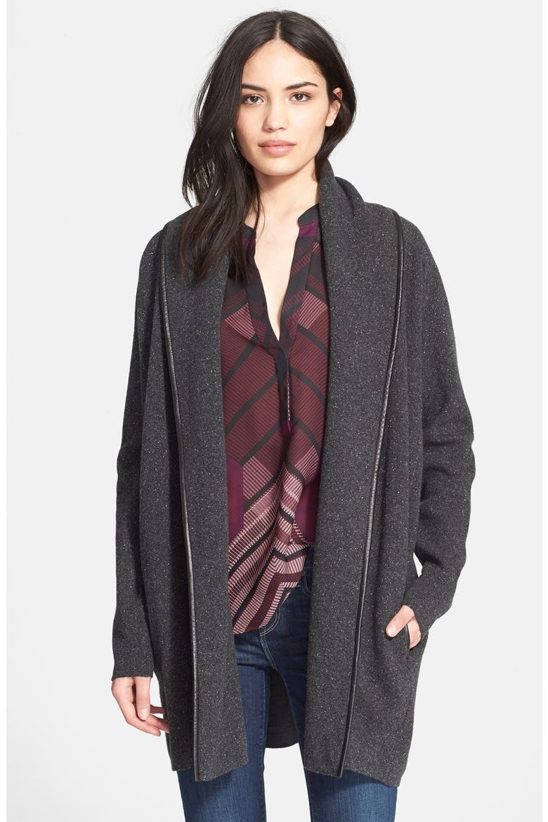 Car Coat Drape Cardigan, Main, color, HEATHER CARBON