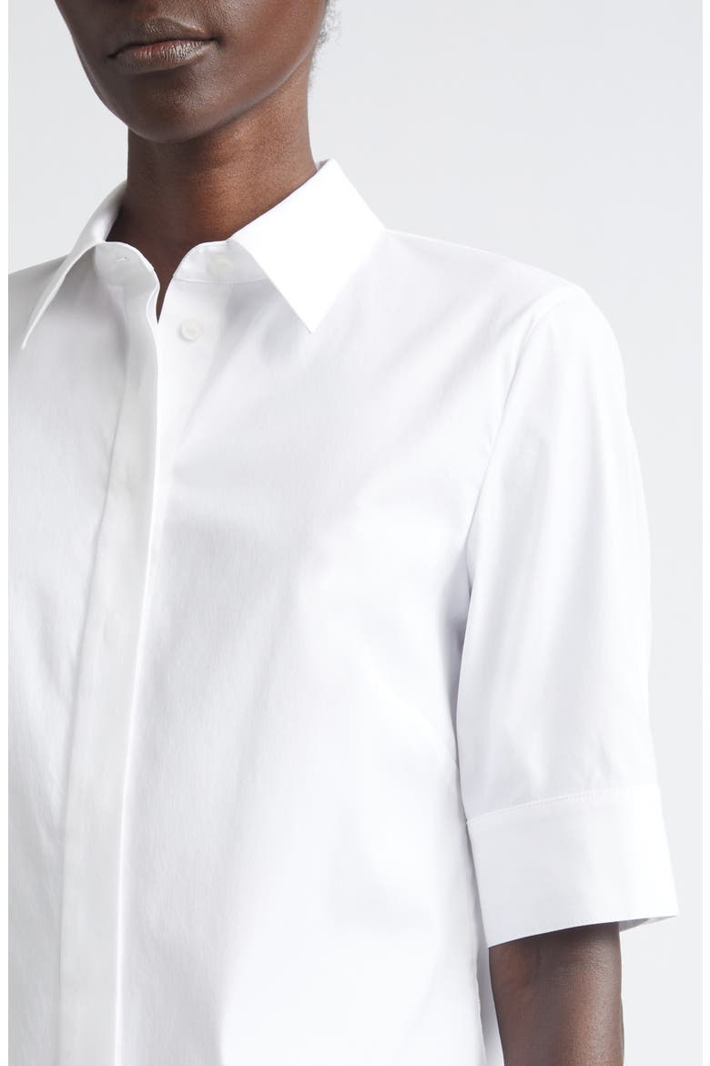 Elbow Sleeve Button-Up Shirt, Alternate, color, WHITE