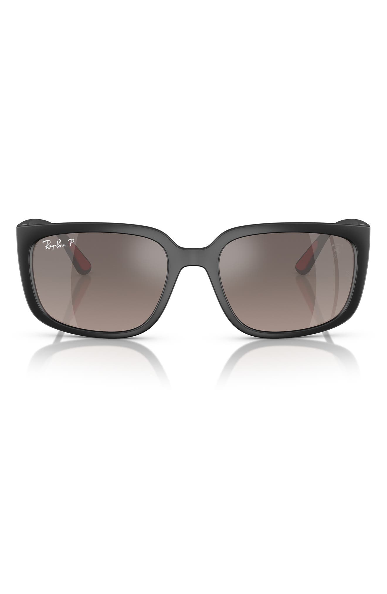 Ray-Ban x Scuderia Ferrari 57mm Chromance Polarized Square Sunglasses in Matte Black 