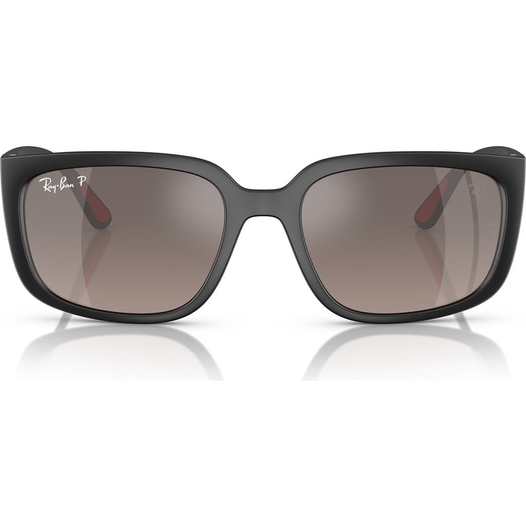 Ray Ban Ray-ban X Scuderia Ferrari 57mm Chromance Polarized Square Sunglasses In Matte Black