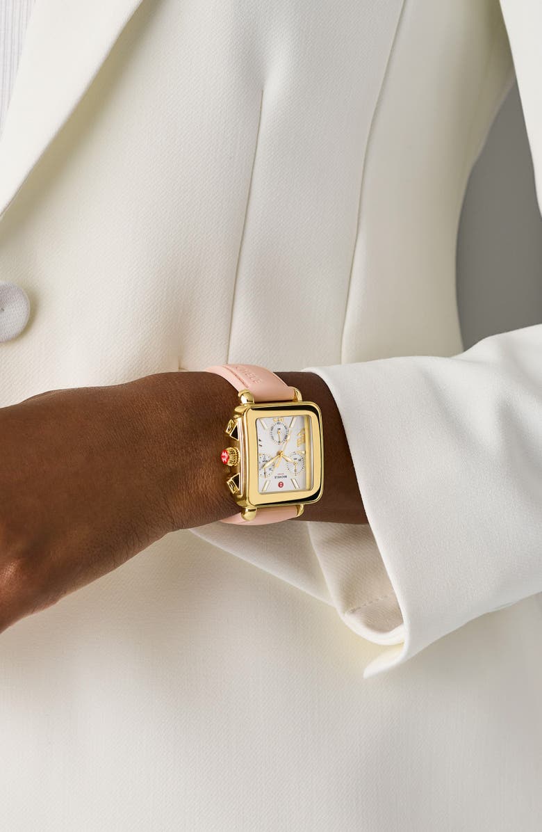 MICHELE Deco Sport Chronograph Silicone Strap Watch, 34mm x 36mm, Alternate, color,