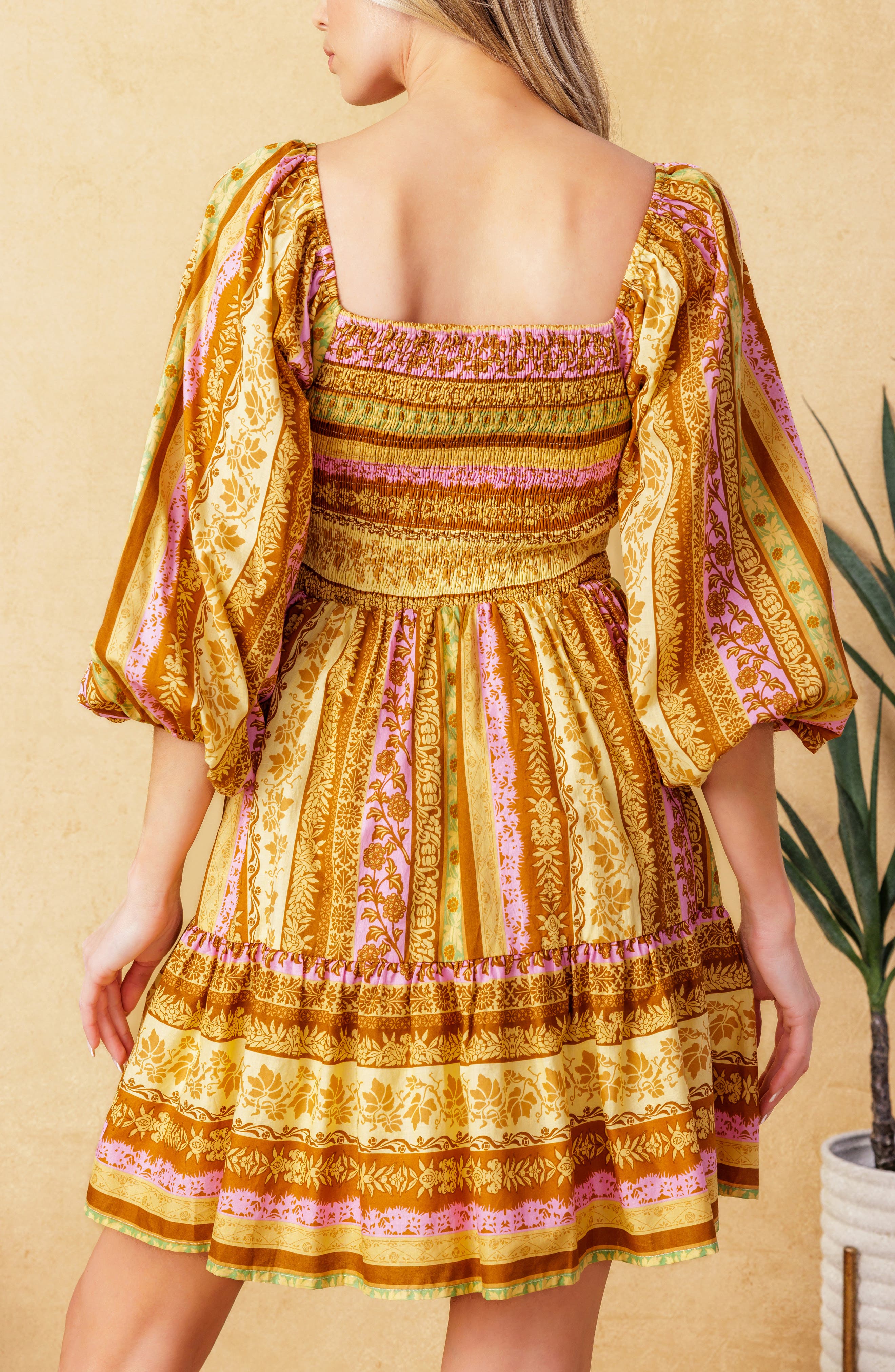 Puff Sleeve Print Minidress - image 2