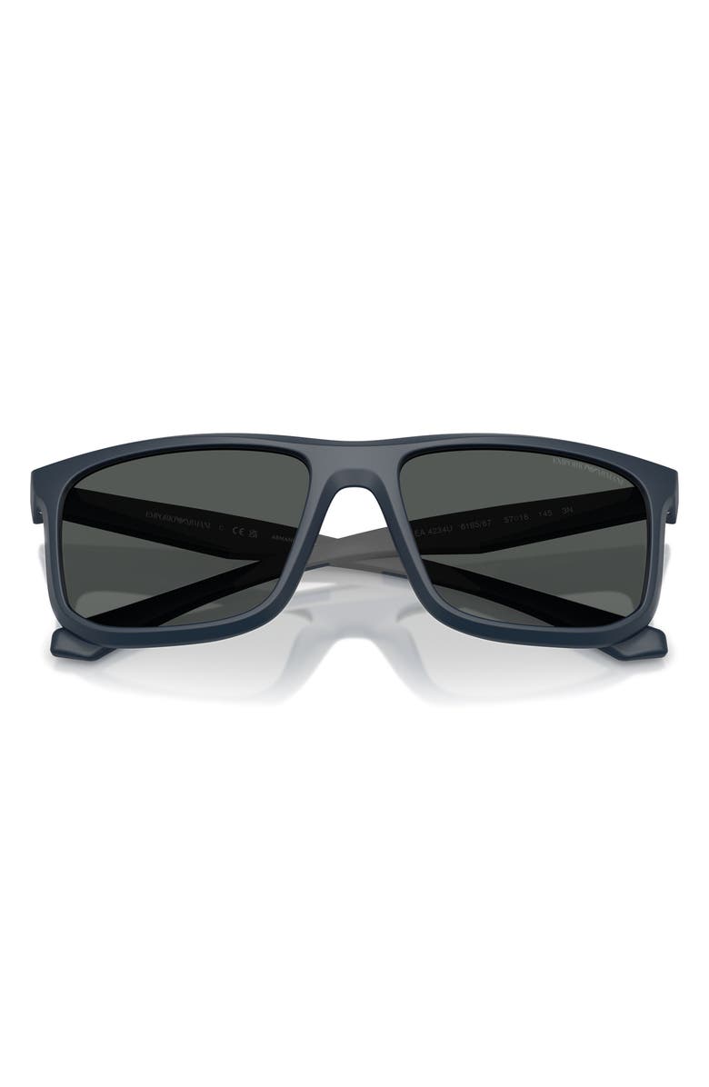 Emporio Armani 57mm Square Sunglasses, Alternate, color, Matte Blue / Dark Grey