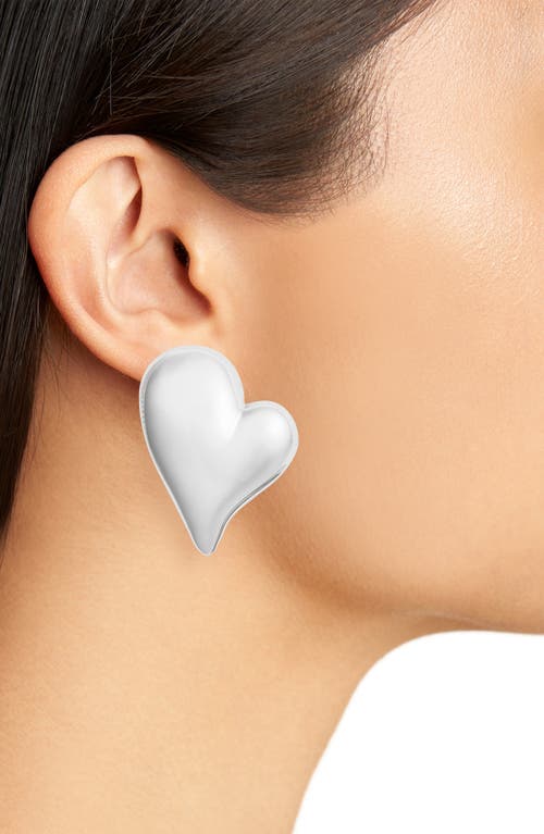 Jenny Bird Mega Art Heart Button Drop Earrings In High Polish Silver