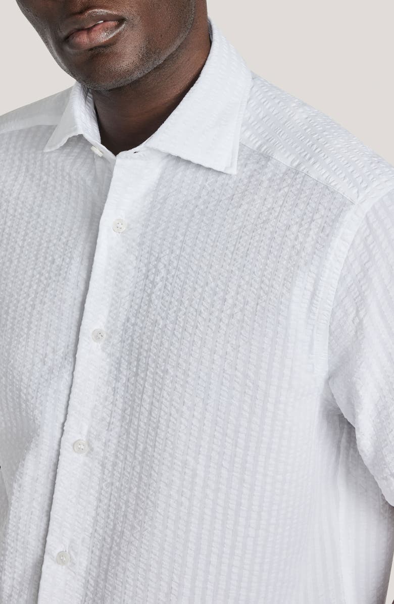 Jack Victor Bedford Cotton Seersucker Button-Up Shirt, Alternate, color, White