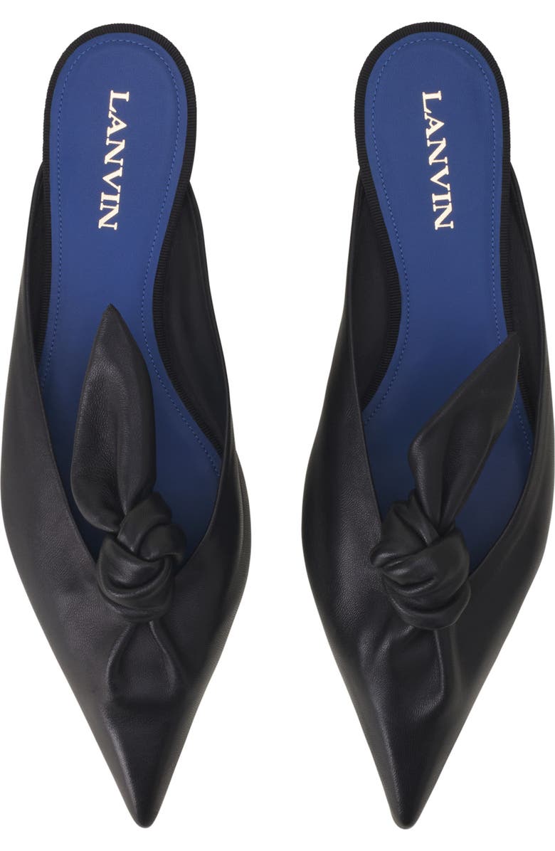 Lanvin Midnight Step Leather Bow Mule, Alternate, color, Black
