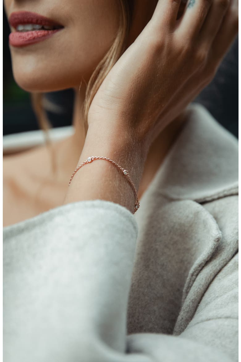 The Sapphire Trio Station Bracelet, Alternate, color, ROSE GOLD