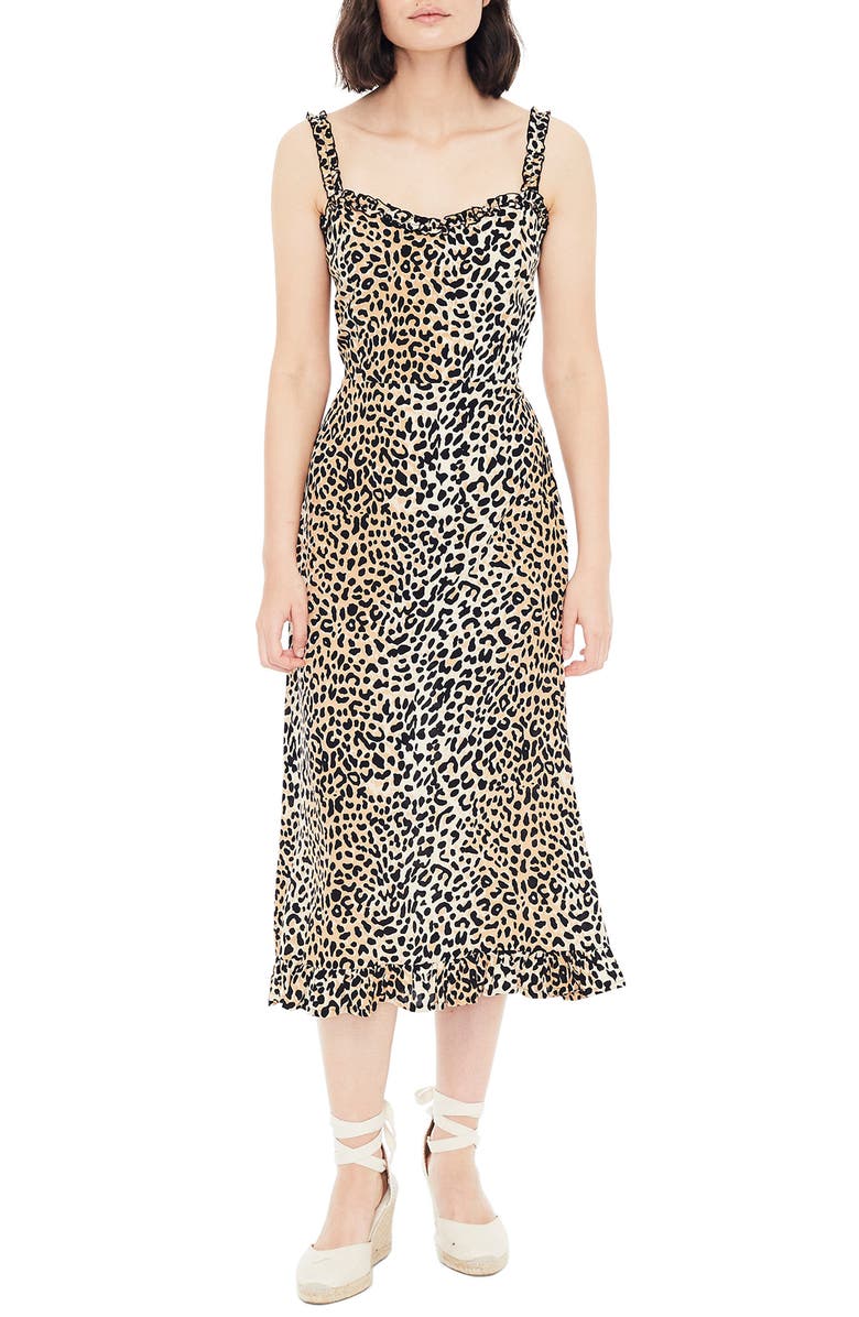 Faithfull the Brand Noemie Animal Print Midi Dress, Main, color, Le Cinq Animal Print