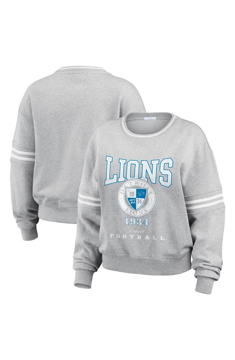 WEAR by Erin Andrews Women's WEAR by Erin Andrews Heather Gray Detroit Lions Pullover Sweatshirt, Alternate, color, 