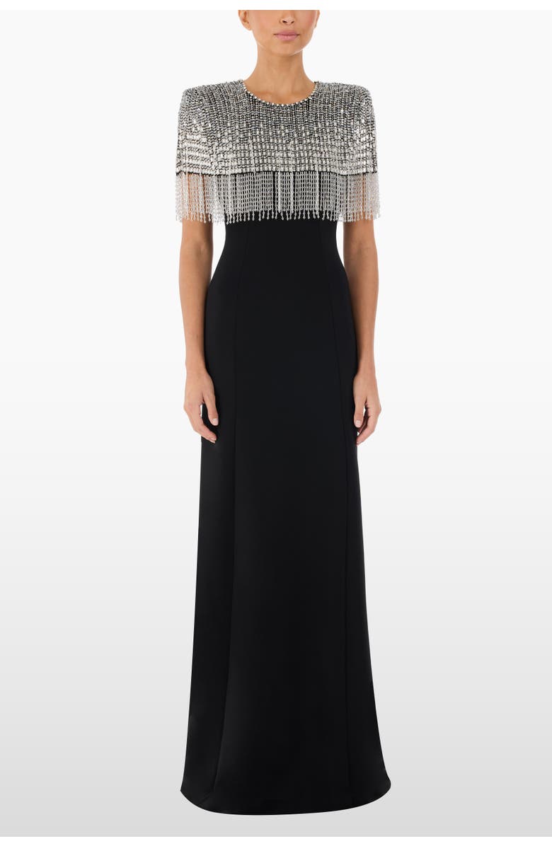 Jenny Packham Sabine Beaded-Fringed Maxi Dress, Alternate, color, Liquorice