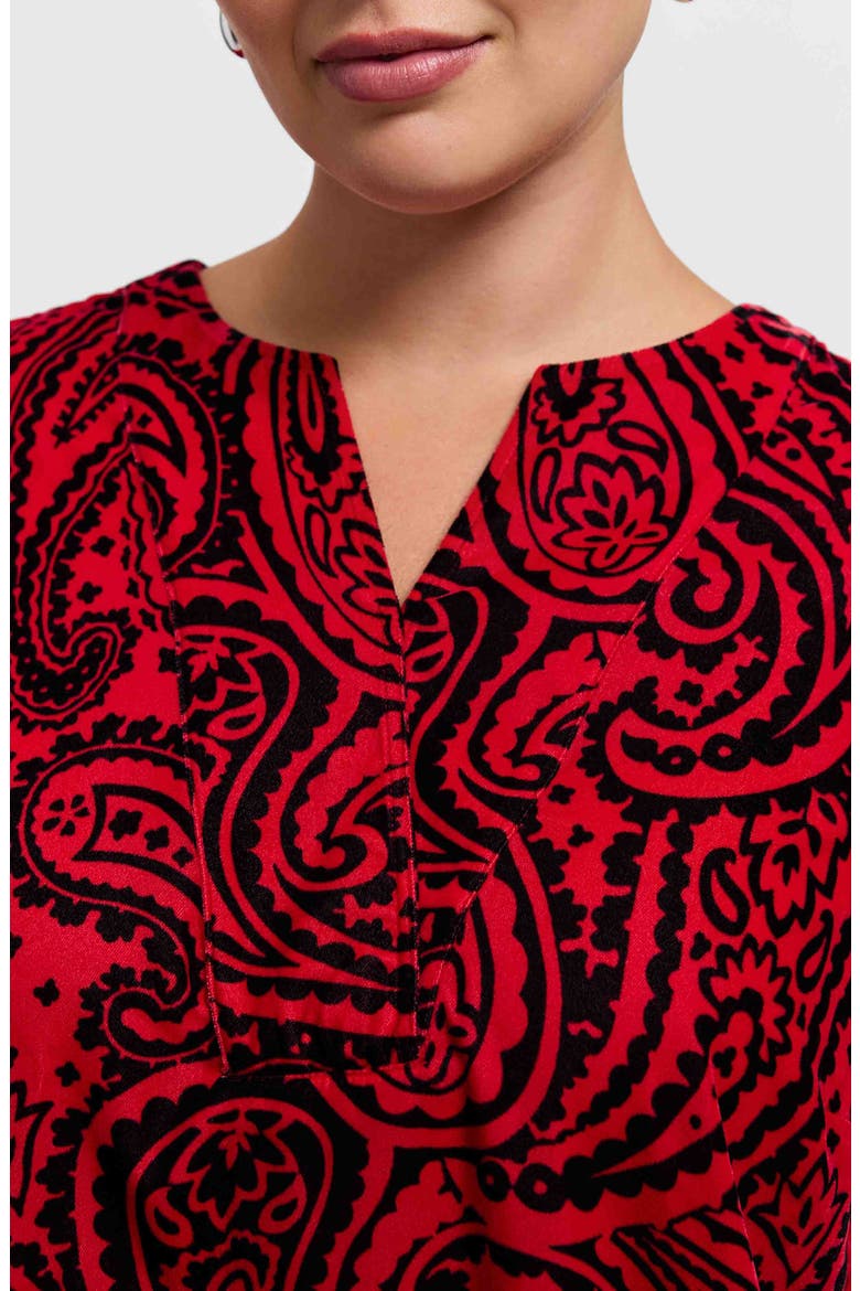 Alicia Velvet Paisley Popover Top, Alternate, color, RED/ BLACK