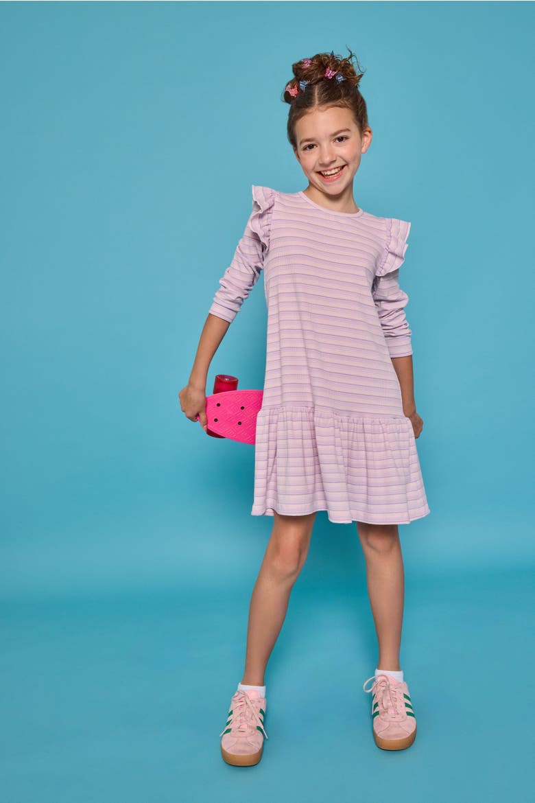 Kids' Sadie T-Shirt Dress, Alternate, color, Lavender Sparkle Stripe