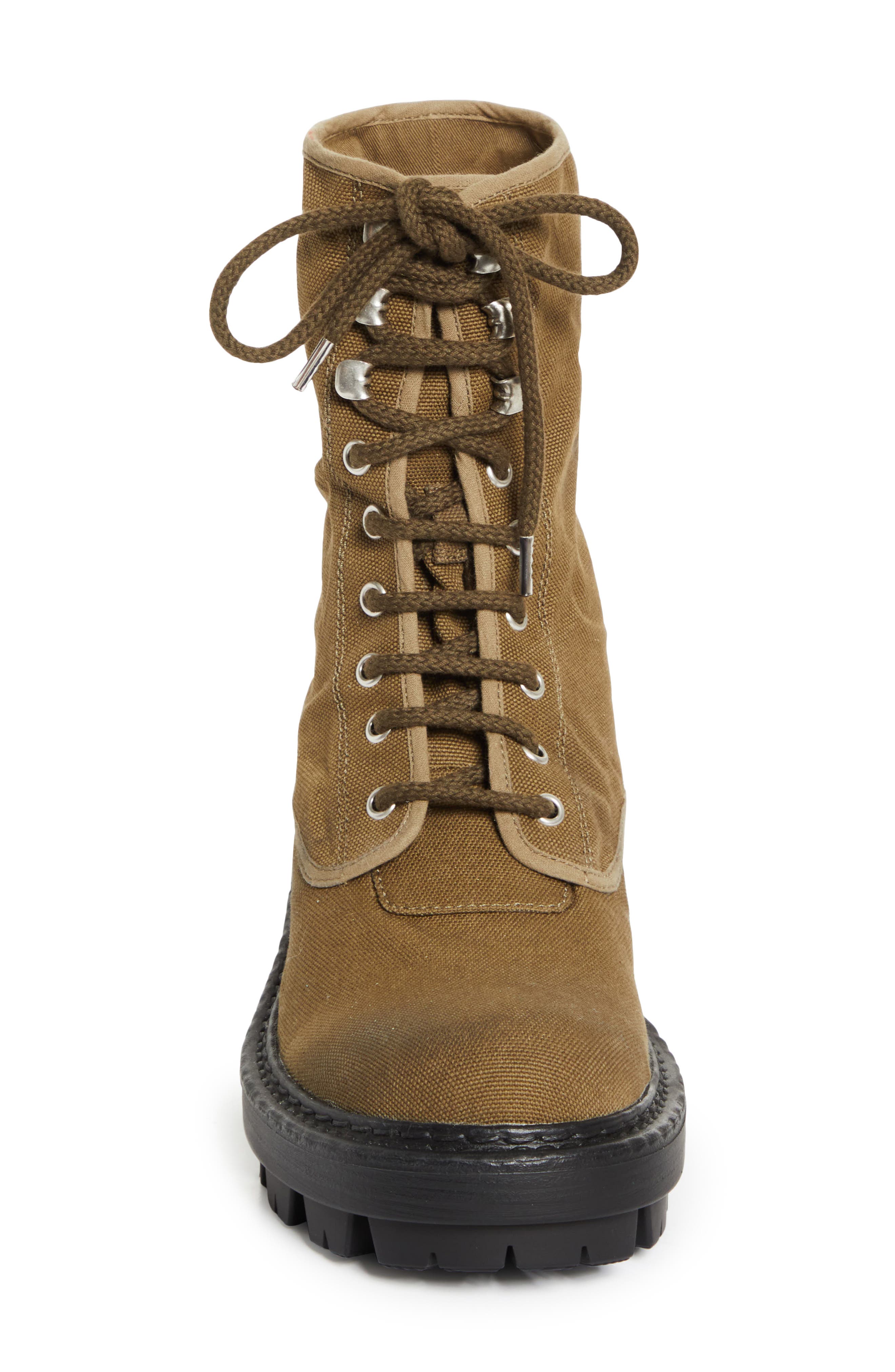 Prada Canvas Combat Boot, Alternate, color, Militare