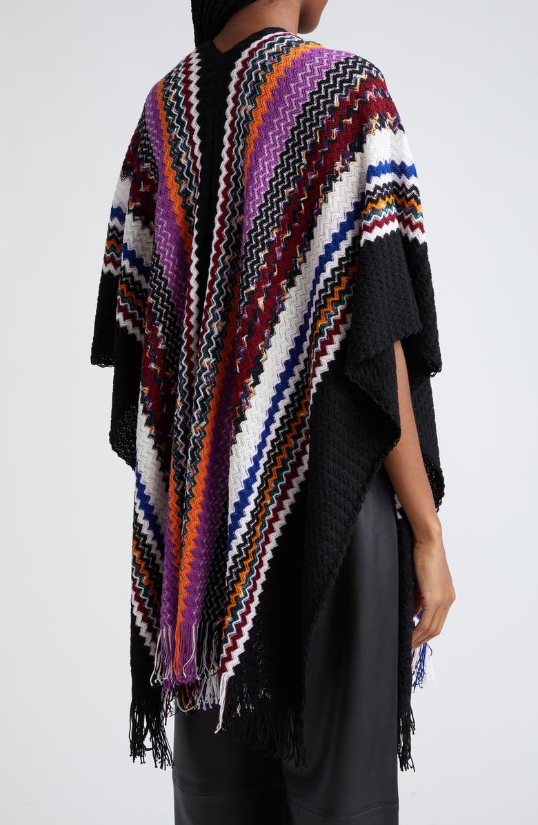 Missoni Chevron Stripe Wool Fringe Cape, Alternate, color, 