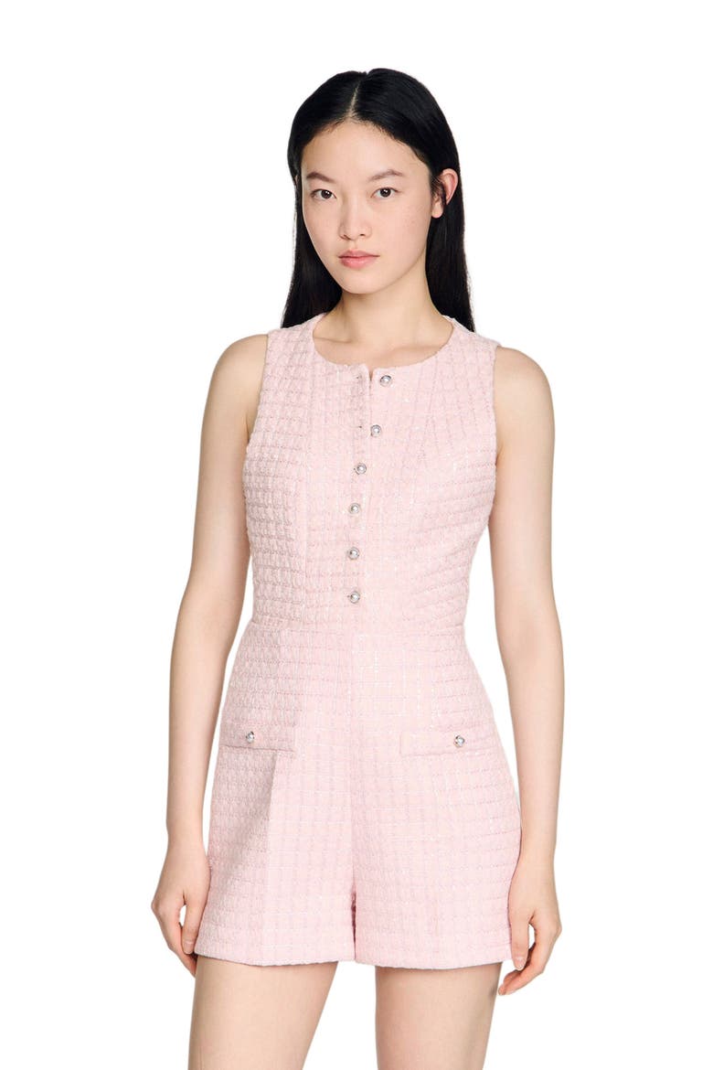 Sequin check tweed shorts, Alternate, color, Pink