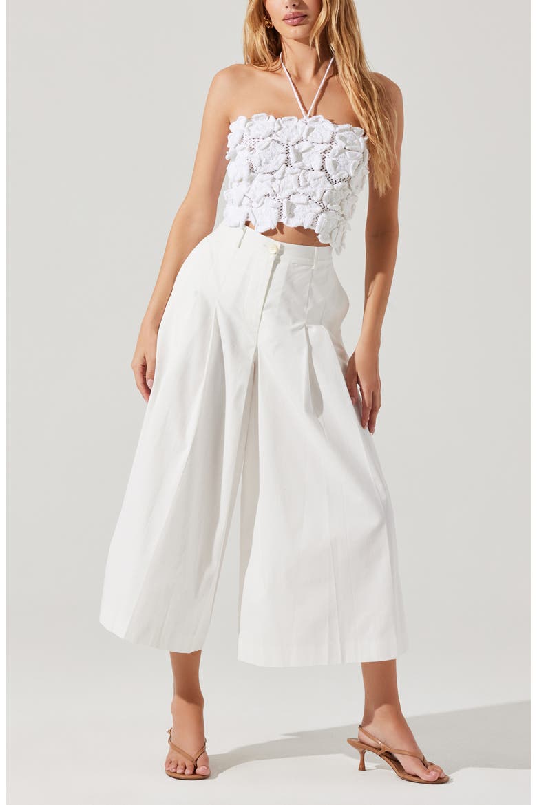 Rowen Pleated Cotton Culottes, Alternate, color, WHITE
