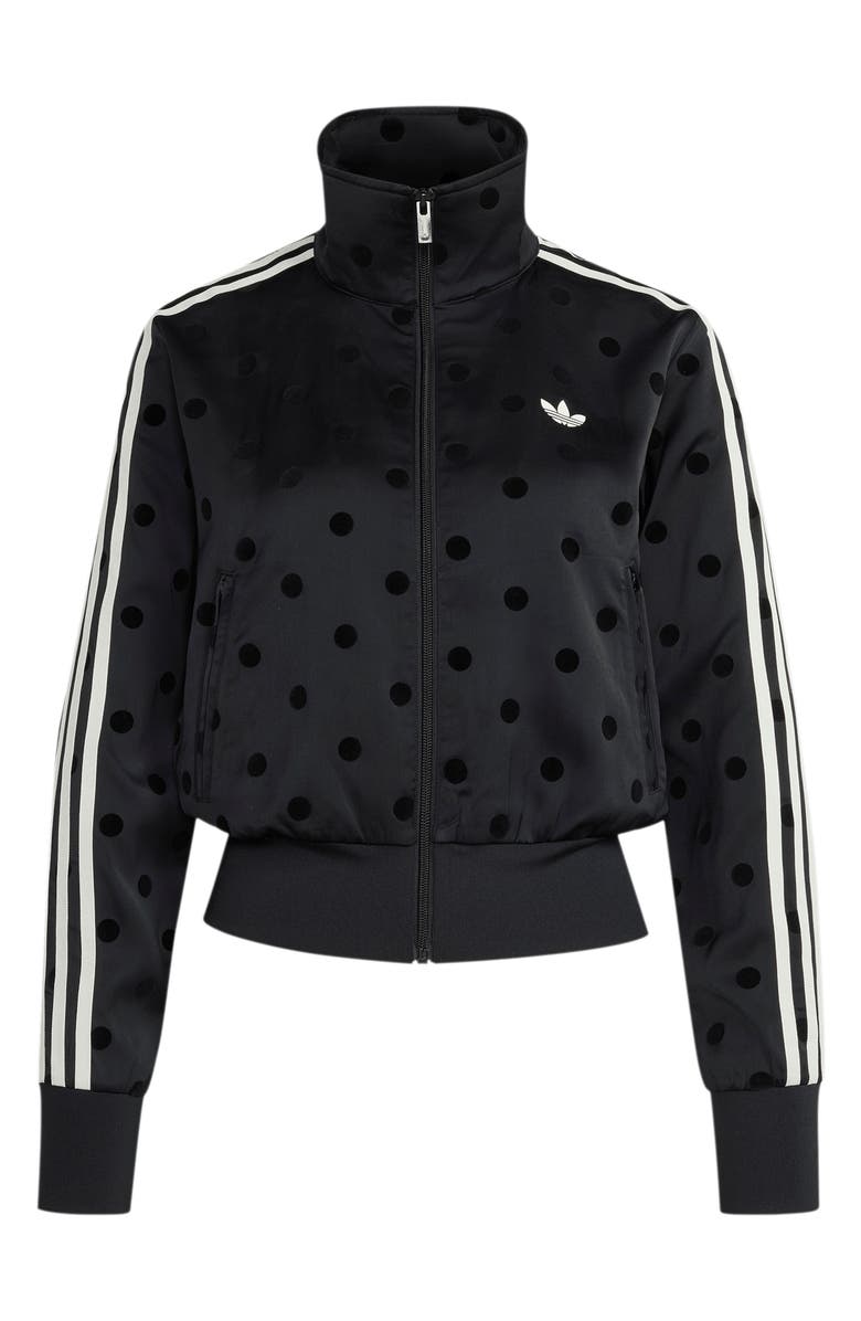 adidas Originals Firebird Polka Dot Satin Track Jacket, Alternate, color, Black