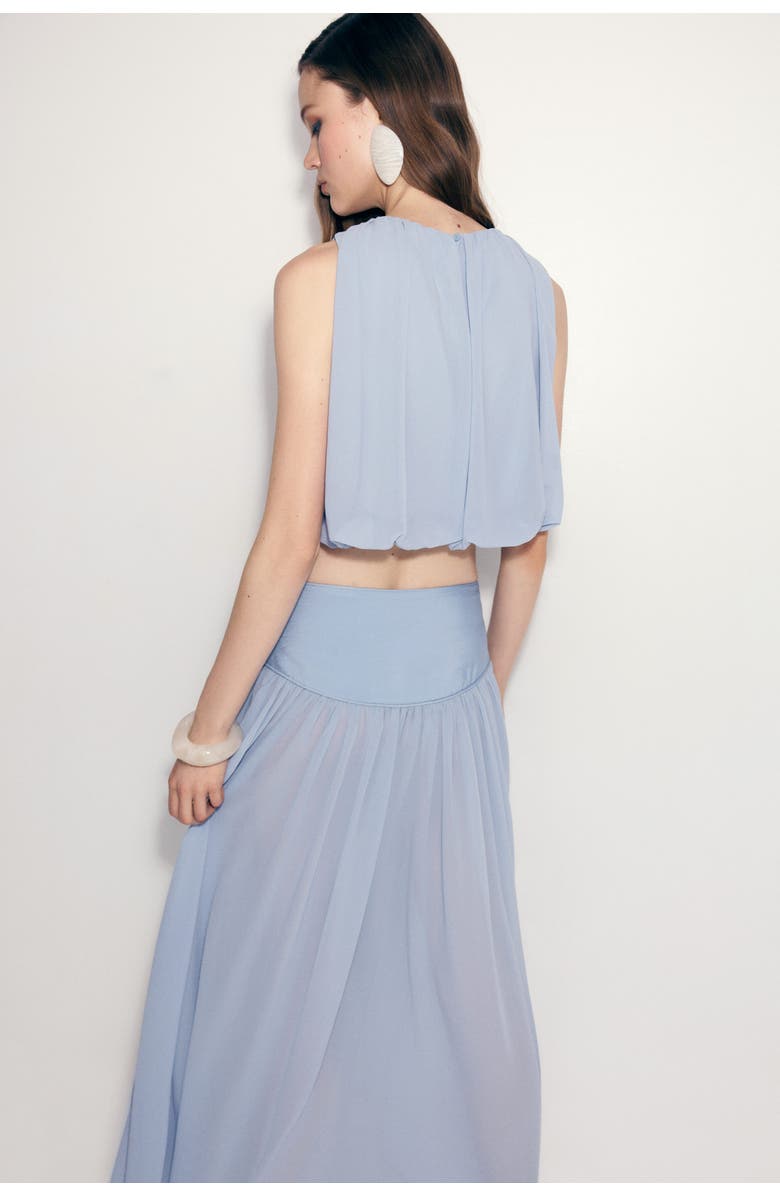 H&M Draped Bubble-hem Top, Alternate, color, Light Blue