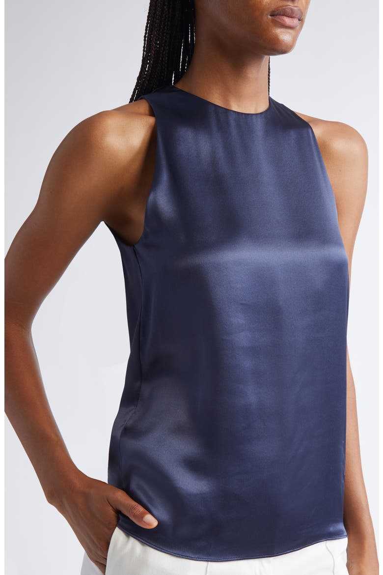 Sleeveless Silk Satin Top, Alternate, color, 11N NEW BLUE
