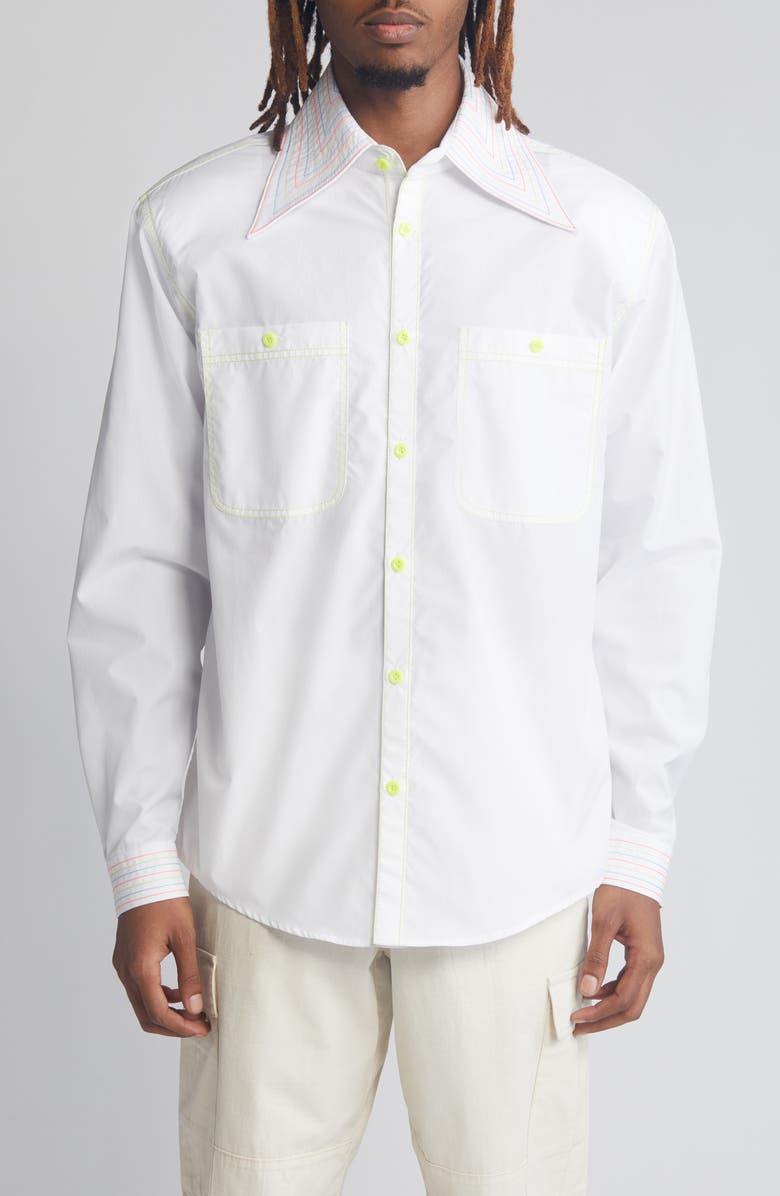 AGBOBLY Contrast Stitch Cotton Button-Up Shirt, Main, color, 